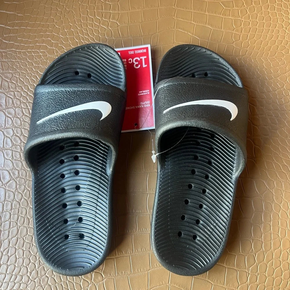 Nike Kawa Shower Slide Black and White Child Slide Sandals